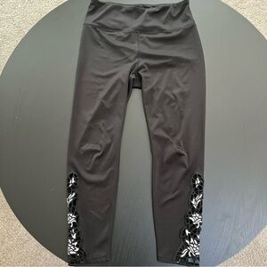 Nanette Lepore Play Black Leggings Lace Cutout High Rise Ankle Size M